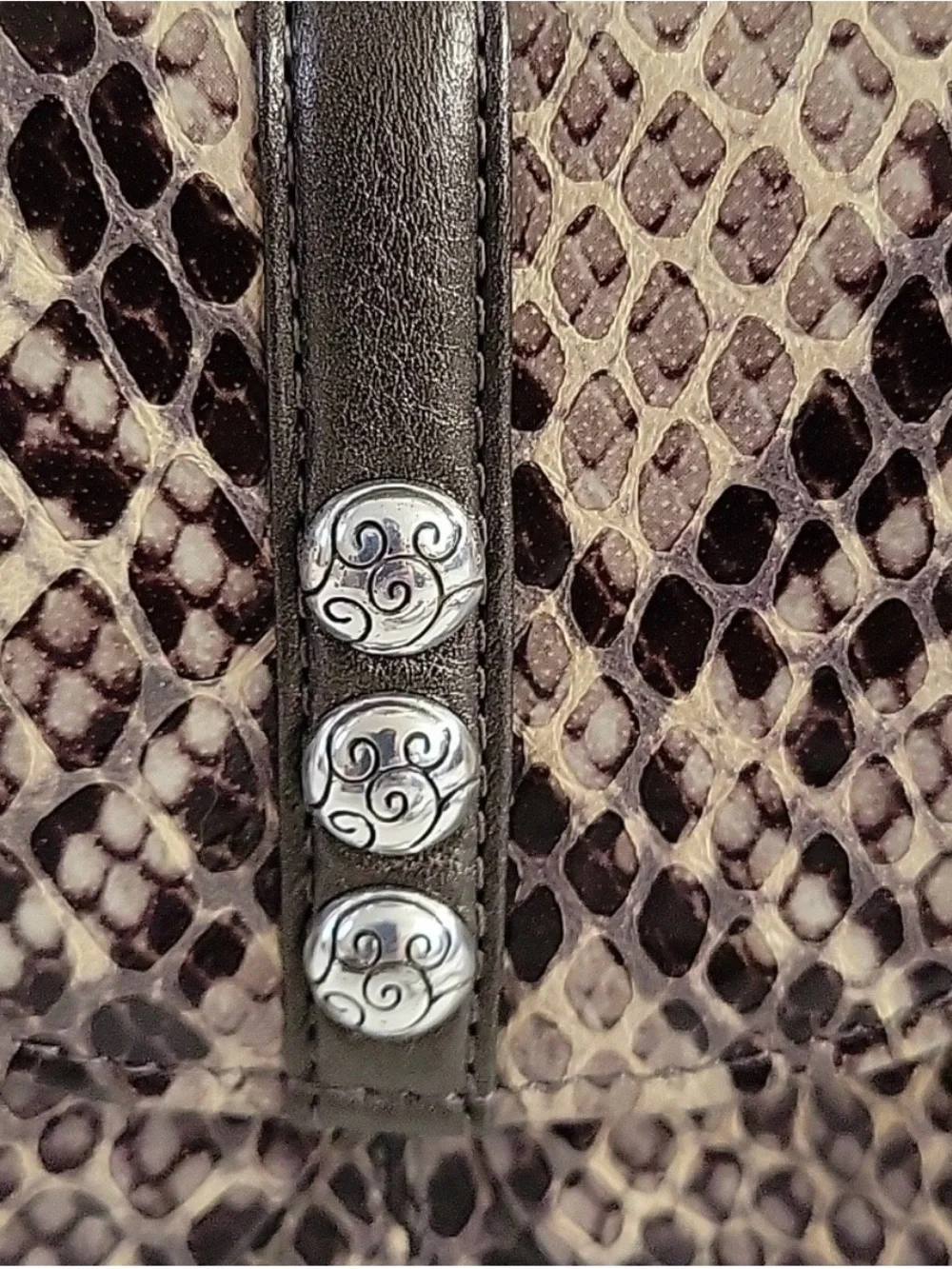 Brighton Brown and Cream Snakeskin Crossbody Bag